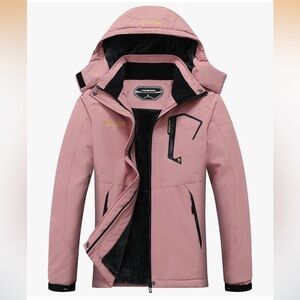 Women's Pink Hooded Ski Jacket